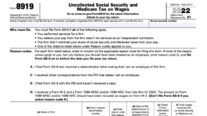irs form 8919, uncollected social security and medicare tax on wages