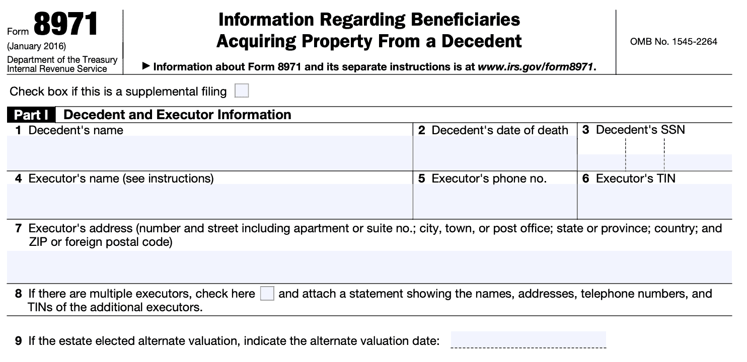 irs form 8971 part 1
