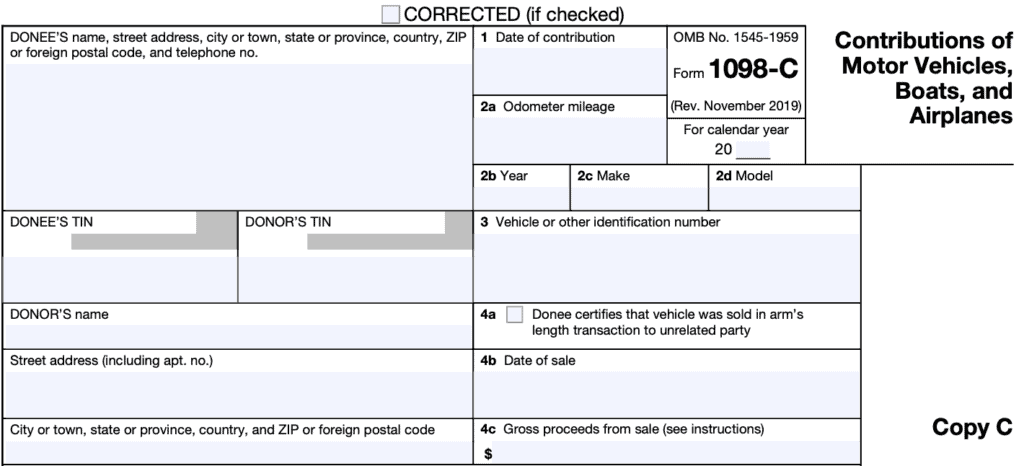 IRS Form 1098-C (top)