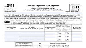 IRS Form 2441: A Guide to Child and Dependent Care Expenses