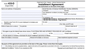 irs form 433-d installment agreement