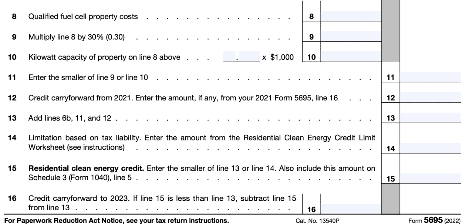 IRS Form 5695 Instructions Residential Energy Credits