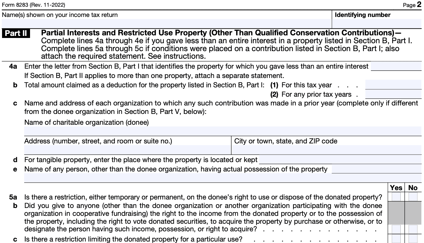 section b, part ii, partial interests and restricted use property