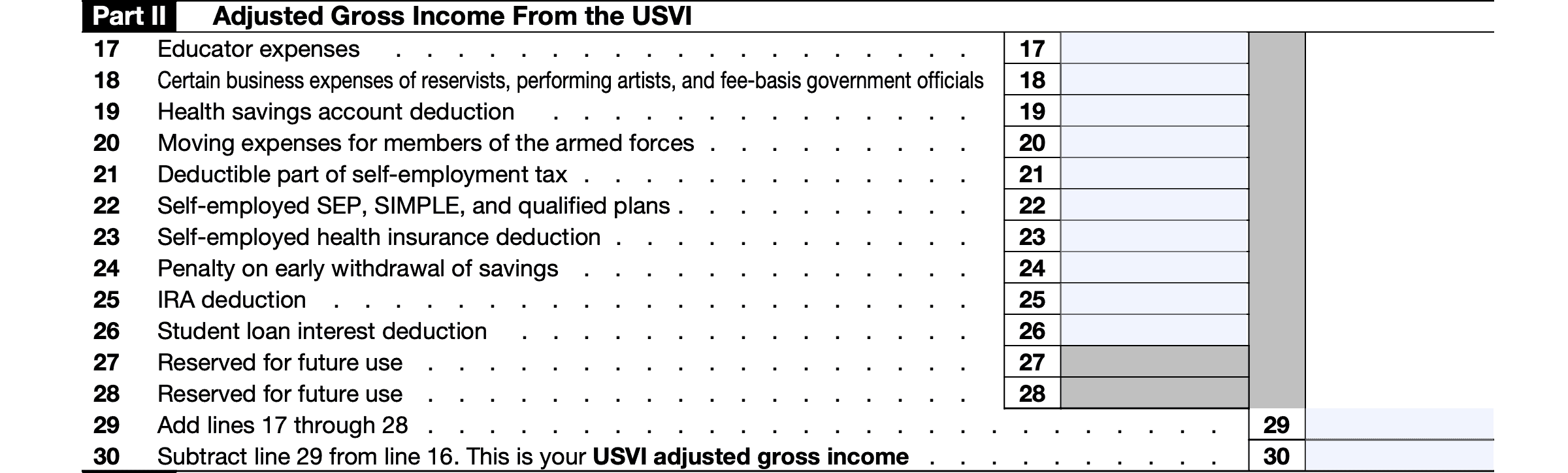 irs form 8689, part II