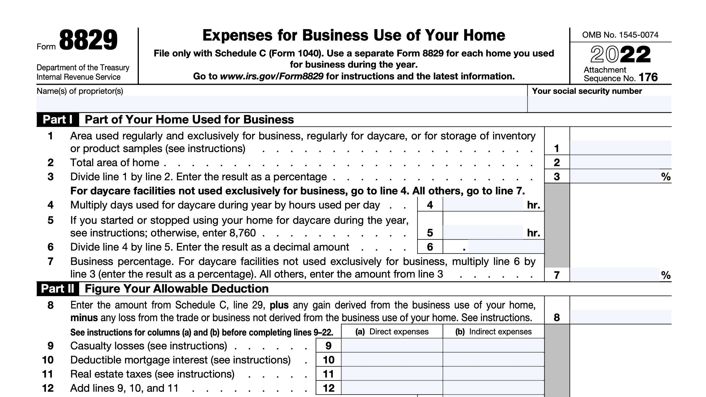IRS Form 8829 Instructions Figuring Home Business Expenses