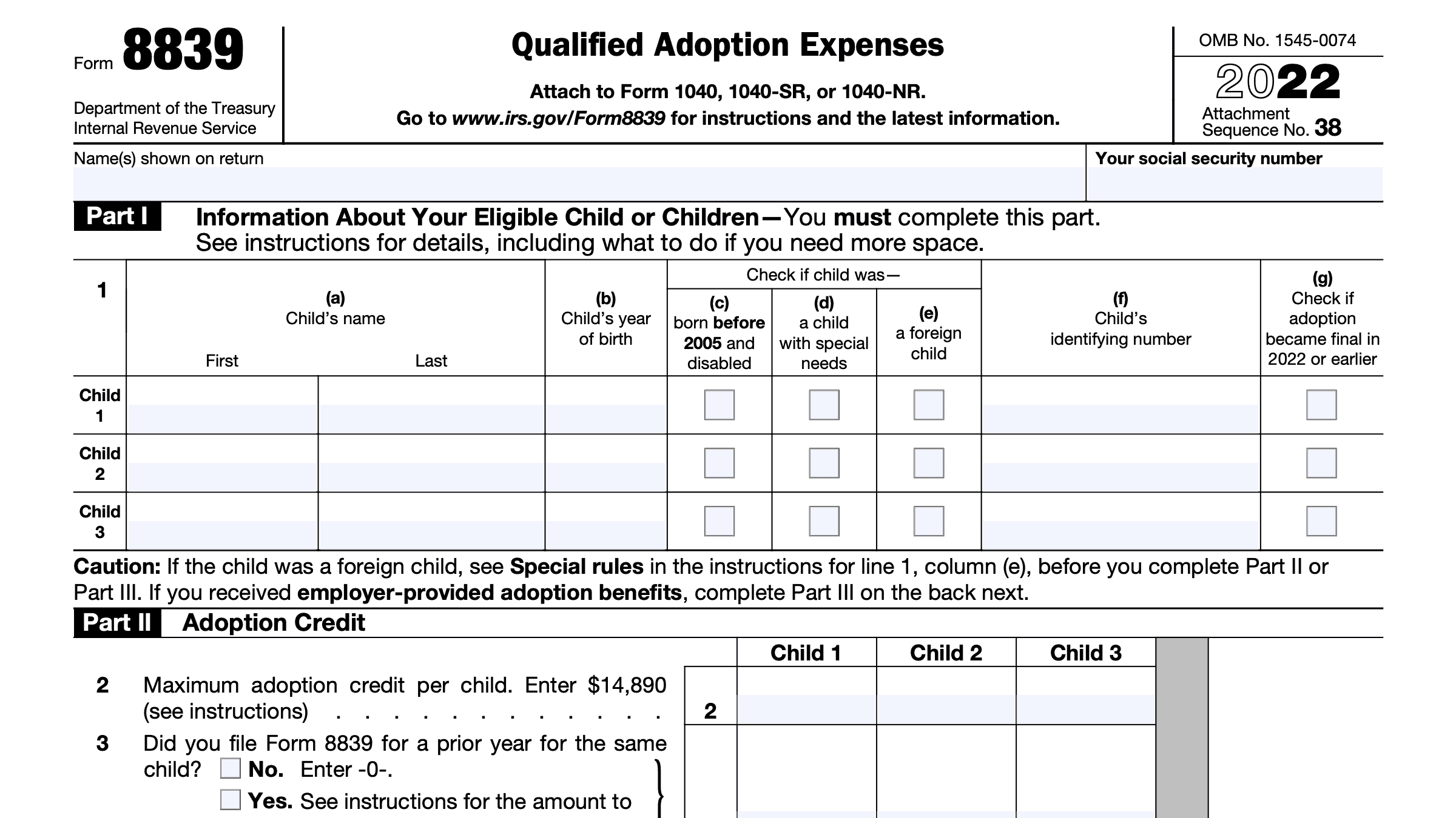 IRS Form 8839 Instructions - Guide to Qualified Adoption Expenses