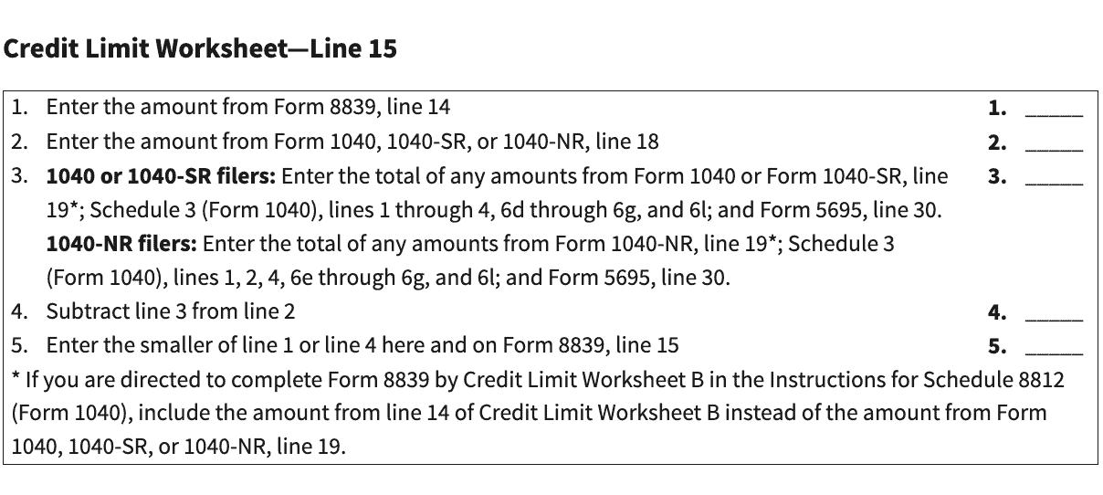 credit limit worksheet-line 15