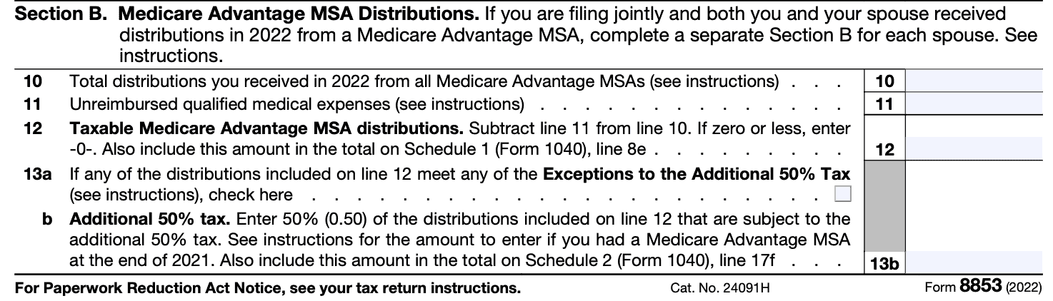 section b: medicare advantage MSA distributions
