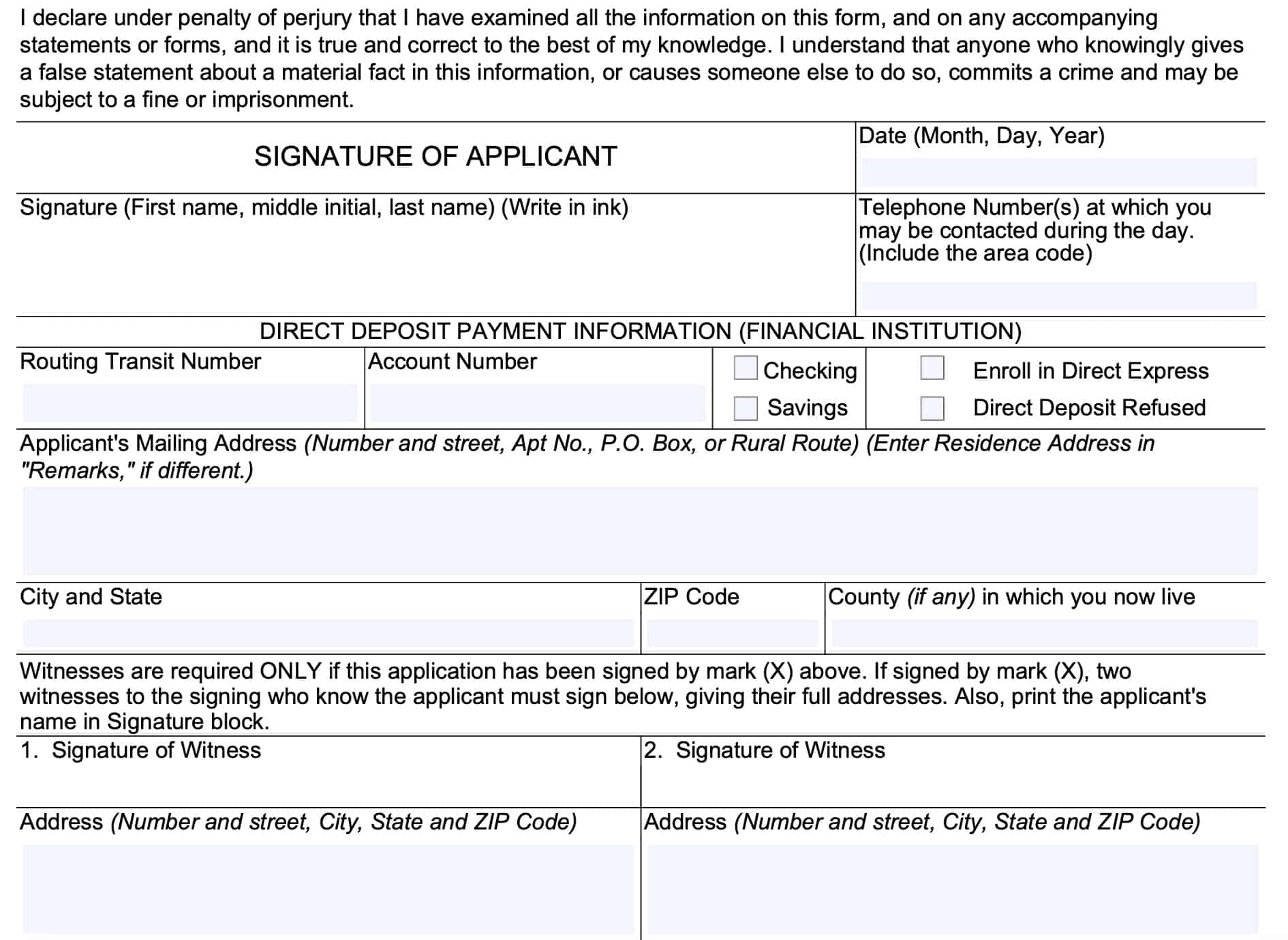 applicant signature