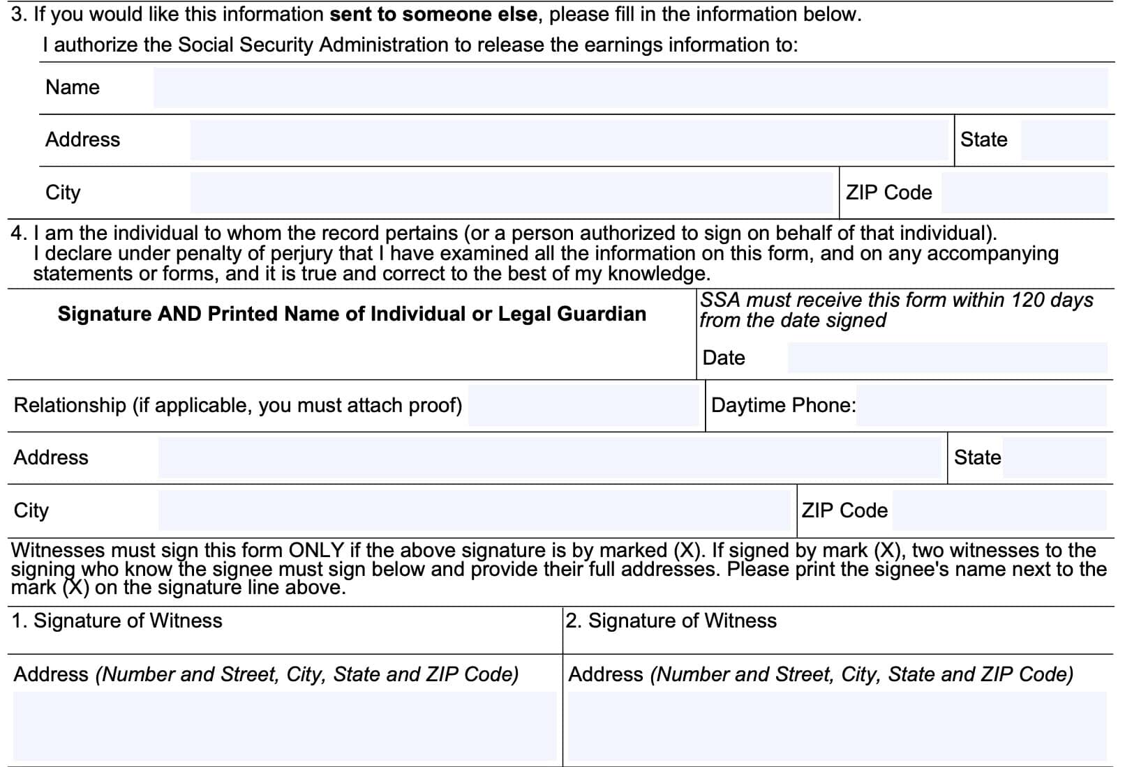 Form ssa-7050 signature field and third party release