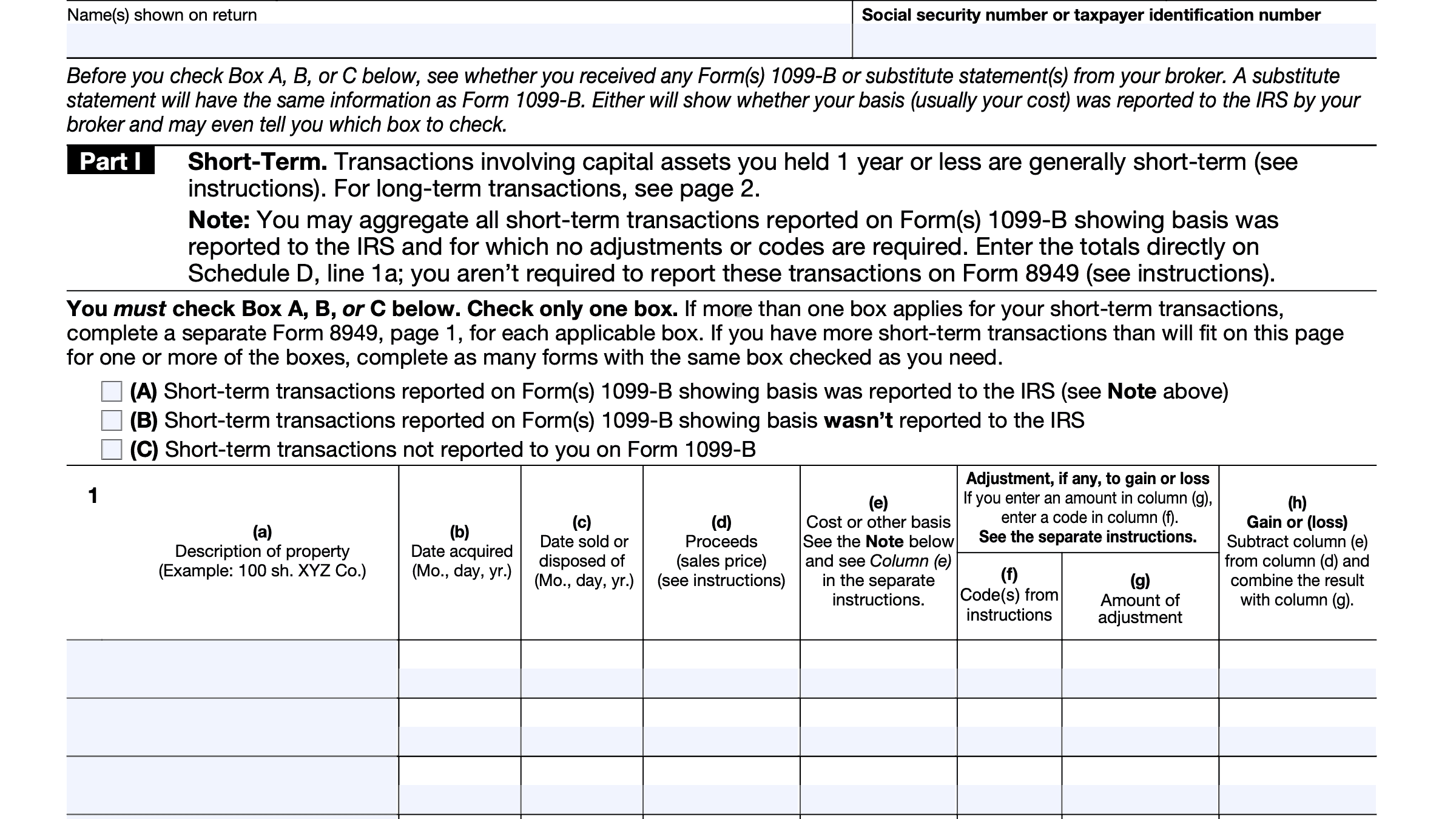 Form 8949 Instructions 2023 Printable Forms Free Online