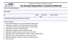IRS Form 13909 Instructions