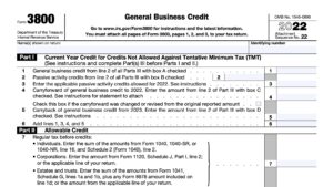 IRS Form 3800 Instructions