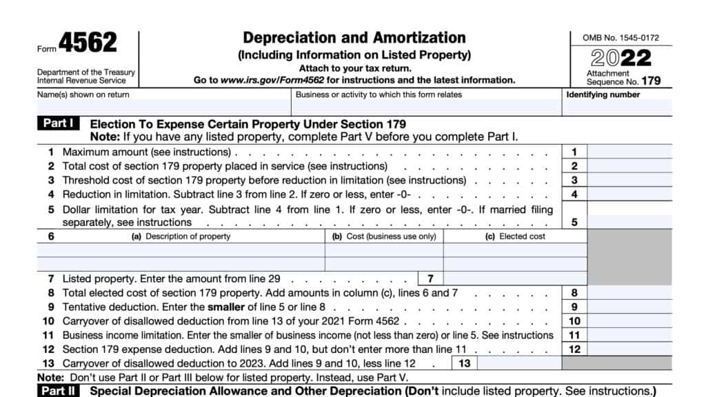 irs form 4562, depreciation and amortization