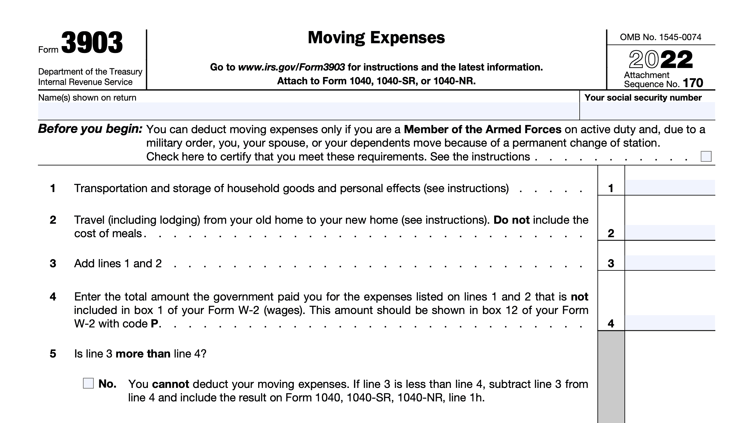 irs form 3903, moving expenses