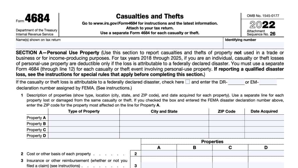 irs form 4684, casualties and thefts