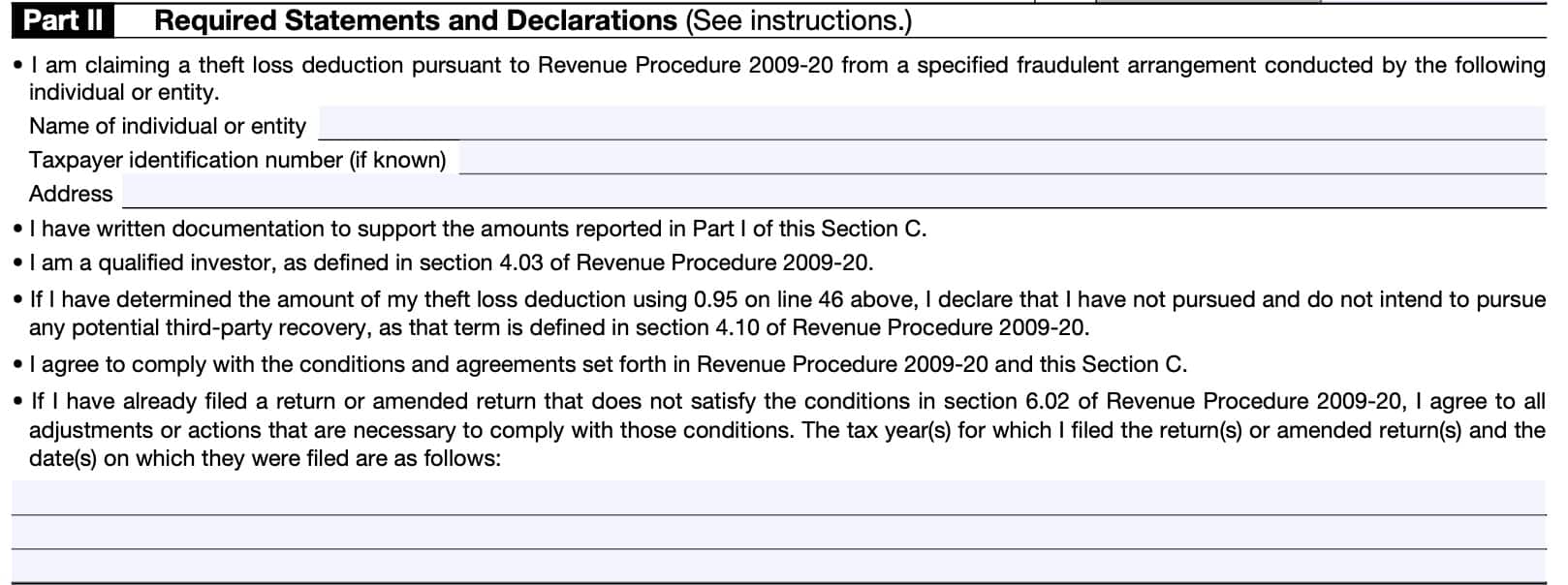 section c, part ii: required statements and declarations