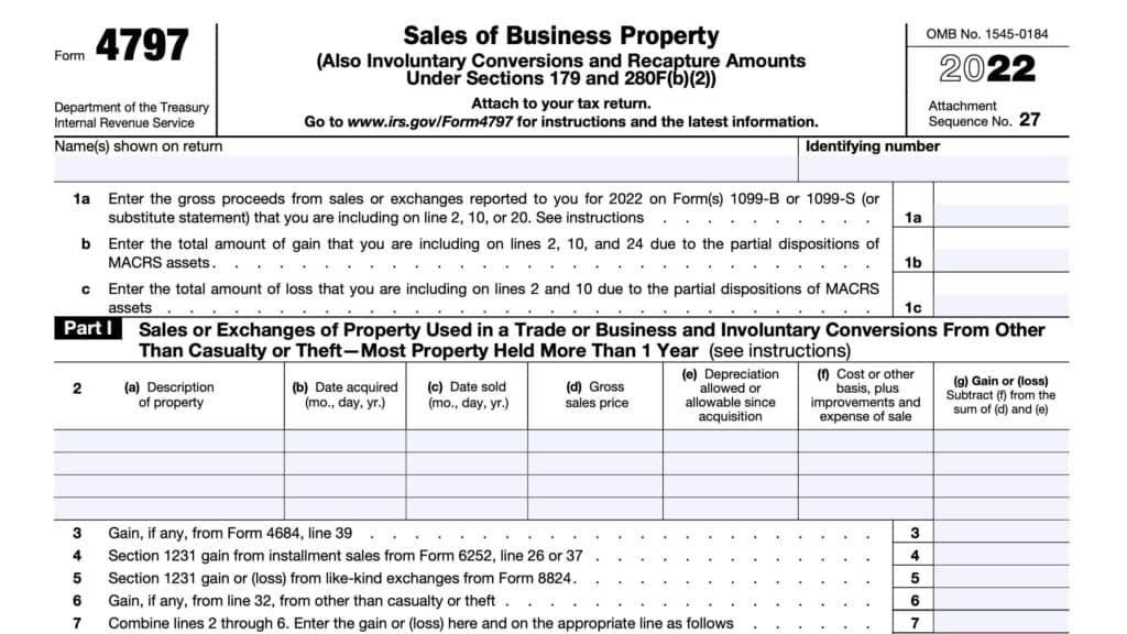 irs form 4797, sales of business property