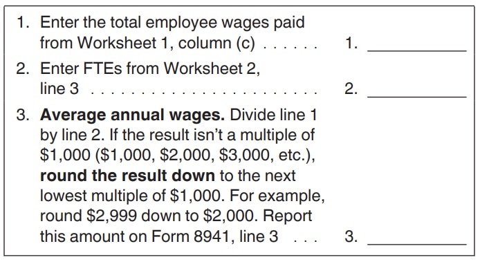worksheet 3 contains information needed to complete Line 3 (average annual wages)