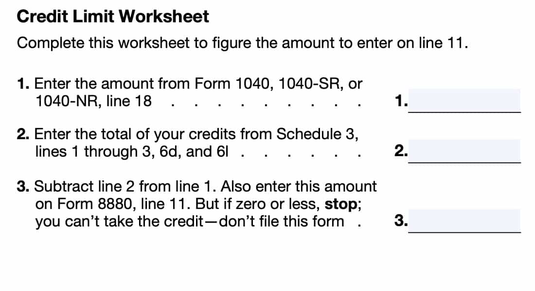 line 11 credit limit worksheet