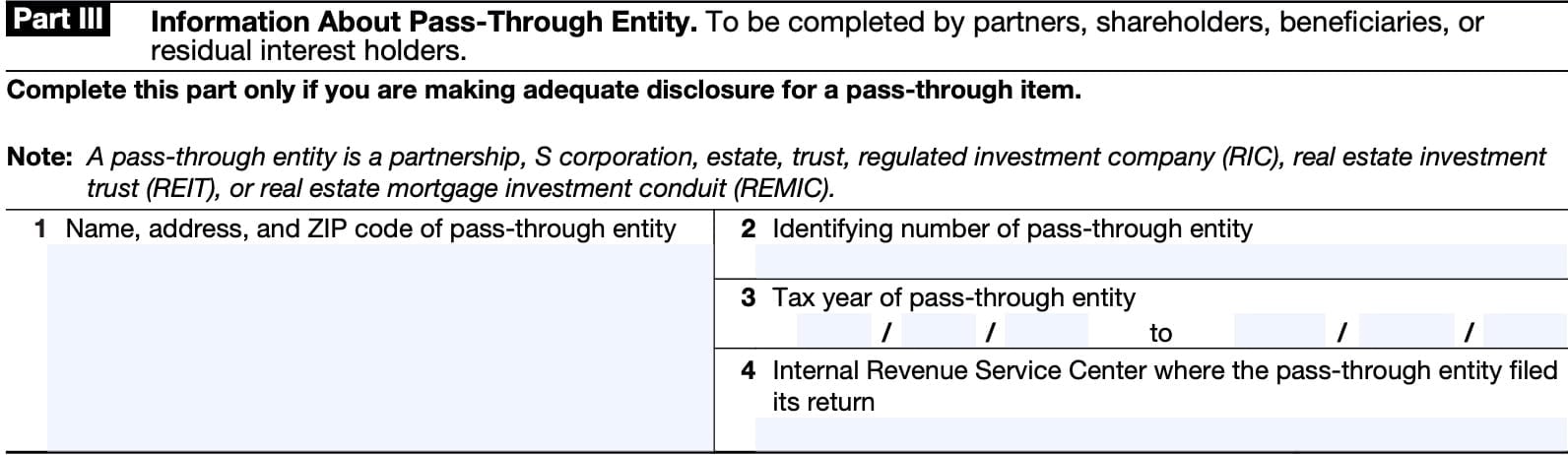 Part III: information about pass-through entity