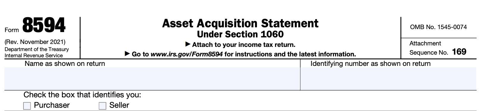 irs form 8594 taxpayer information