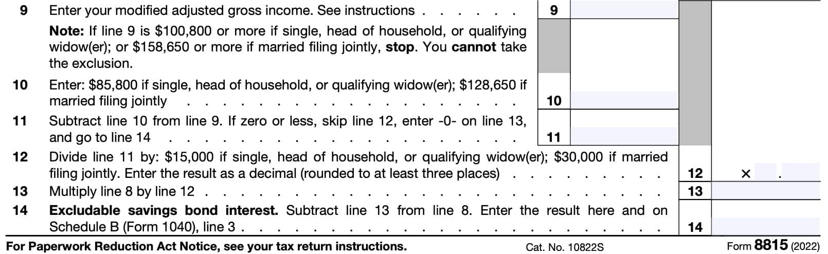 irs form 8815, lines 9-14