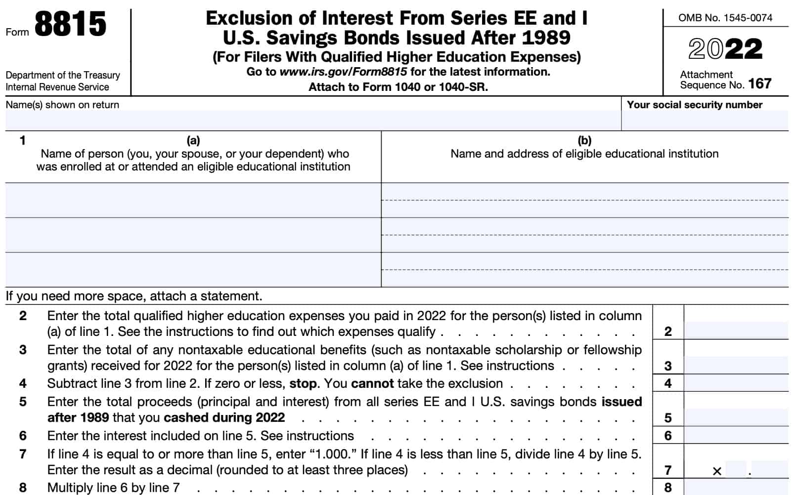 irs form 8815, lines 1-8