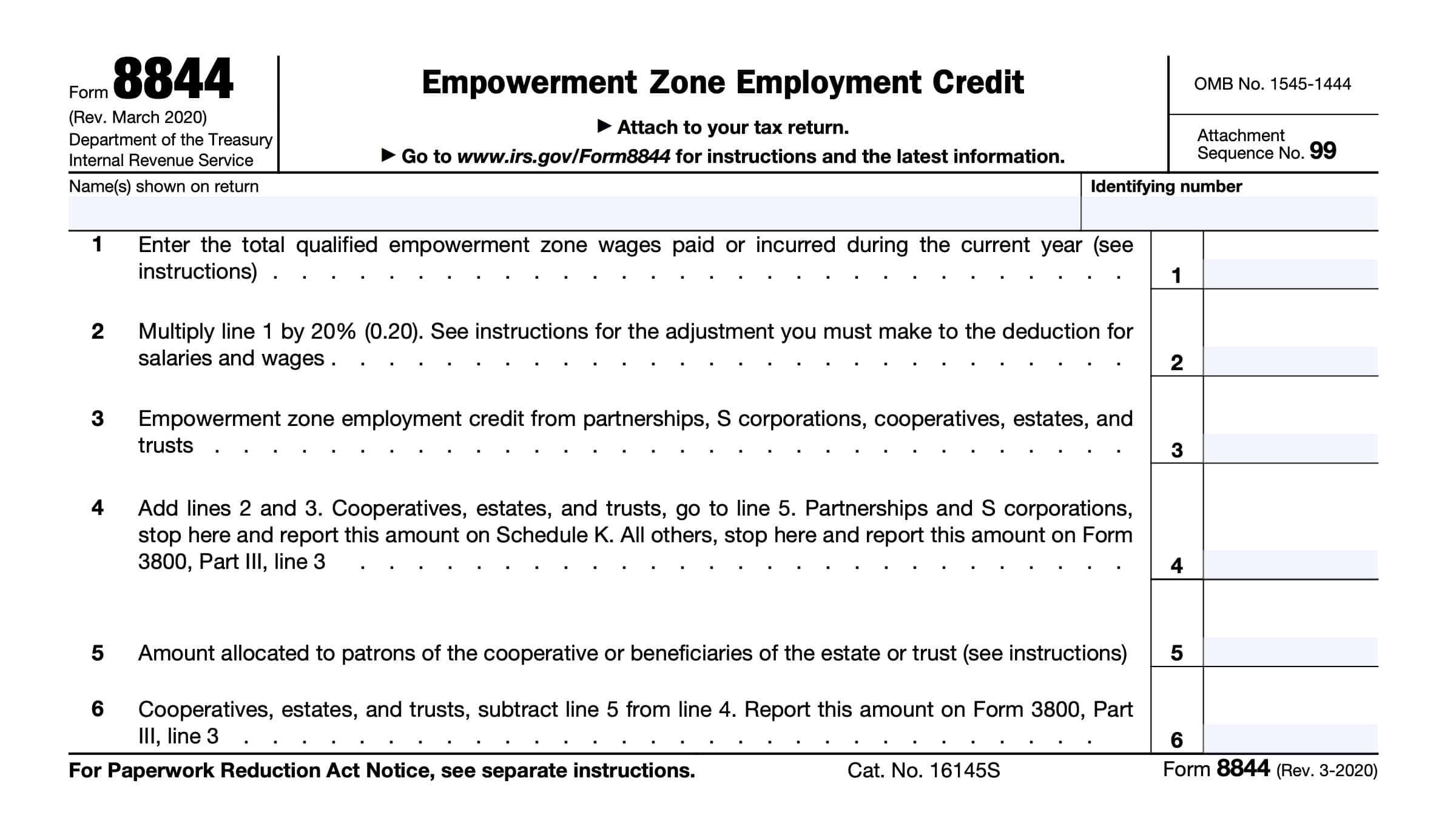 IRS Form 8844 Instructions Empowerment Zone Tax Credits