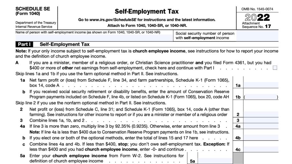 IRS Form 1040, Schedule SE, Self-Employment Tax