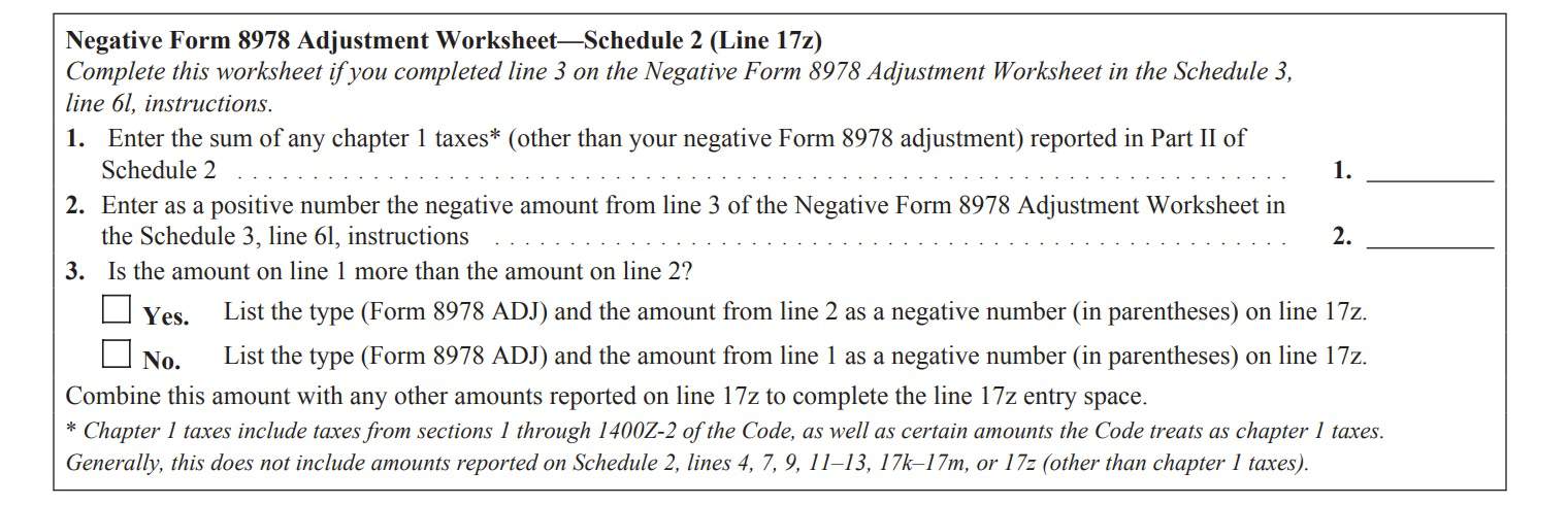 negative form 8978 adjustment worksheet