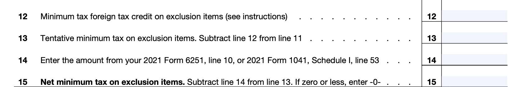 irs form 8801, lines 12 through 15