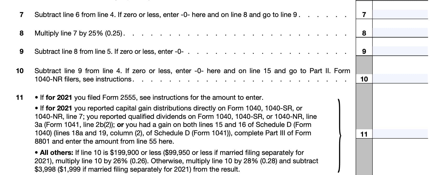 irs form 8801 line 7 through 11