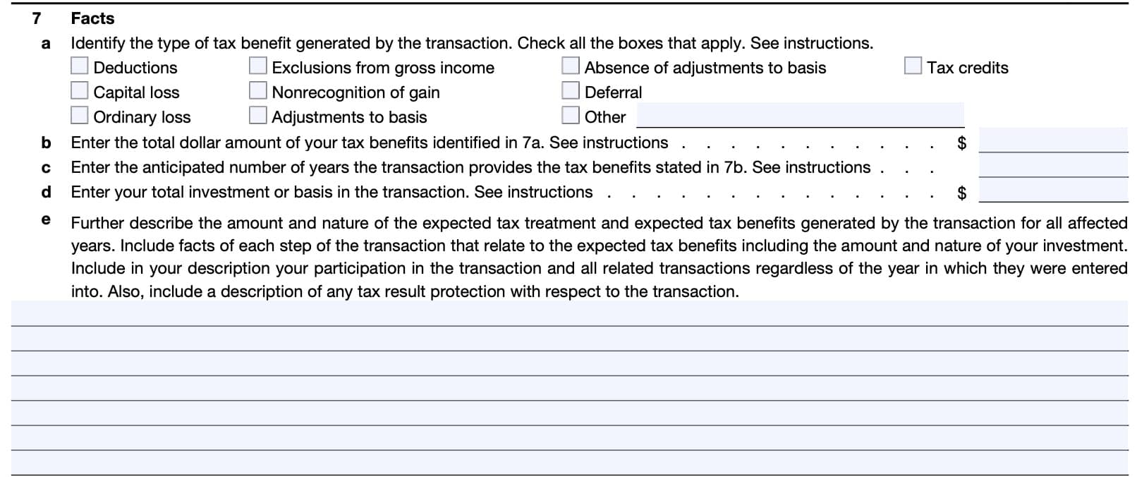 IRS Form 8886, line 7