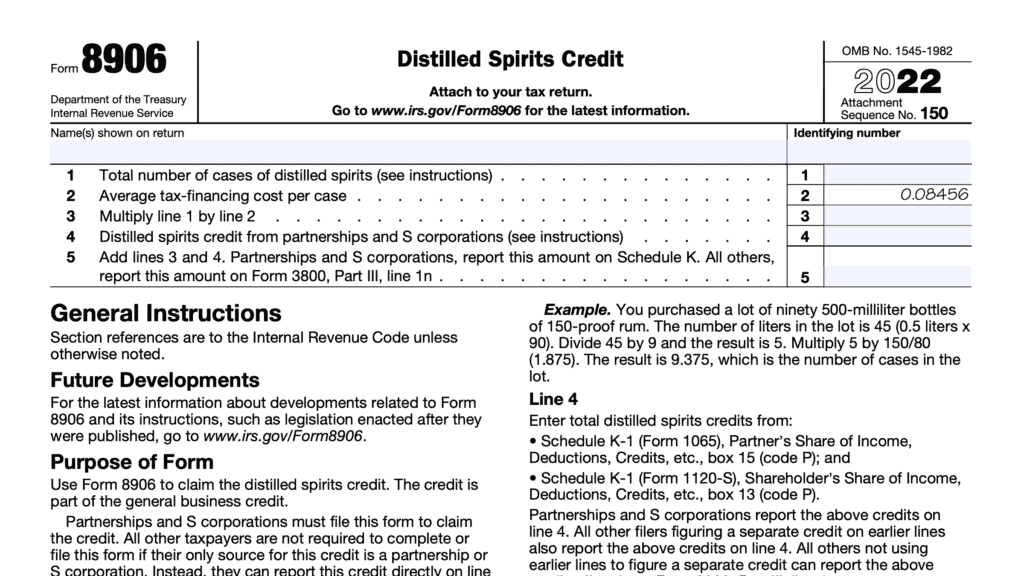irs form 8906, distilled spirits credit