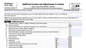 irs schedule 1, additional income and adjustments to income