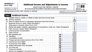 irs schedule 1, additional income and adjustments to income