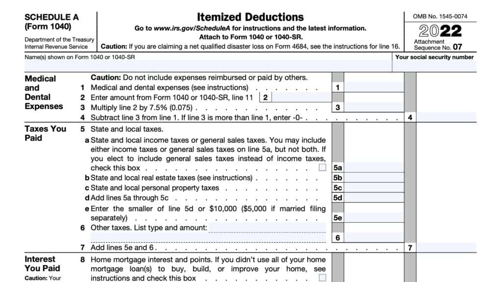 irs schedule a, itemized deductions