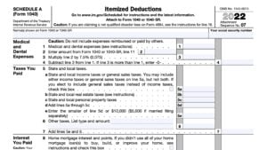 irs schedule a, itemized deductions