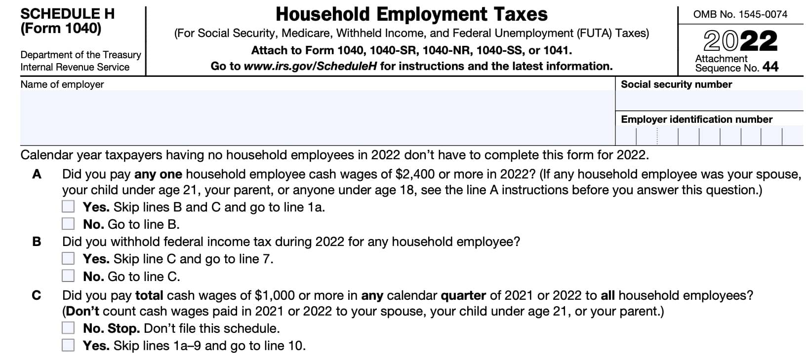 irs schedule h, taxpayer information