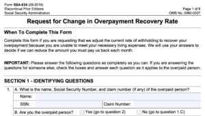 form ssa 634, request for change in overpayment recovery rate