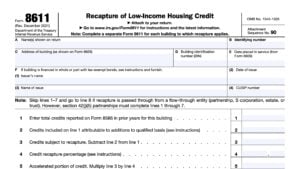 irs form 8611, recapture of low-income housing credit
