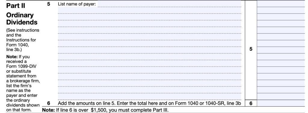 IRS Schedule B Instructions - Interest and Ordinary Dividends