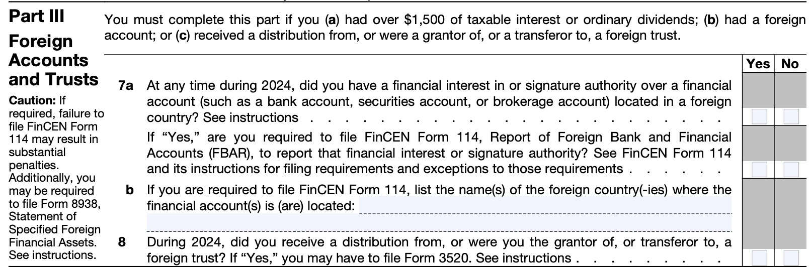 part iii: foreign accounts and trusts