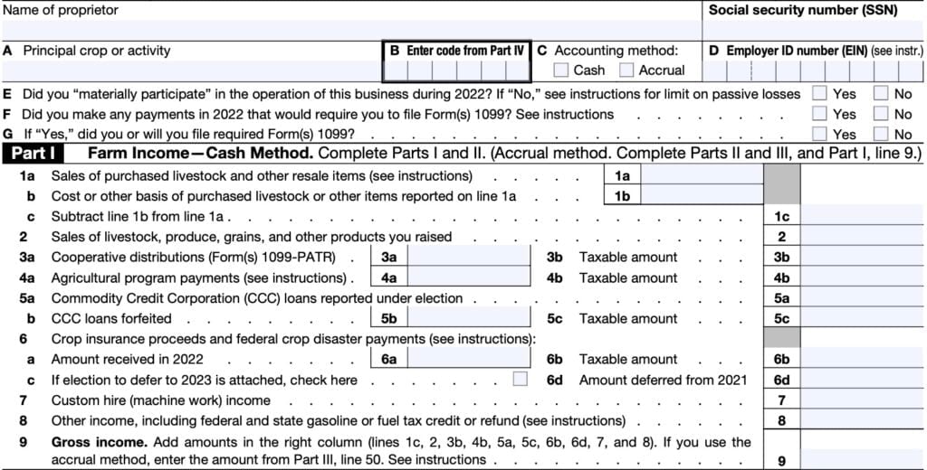 Irs schedule f instructions reporting farming profit or loss