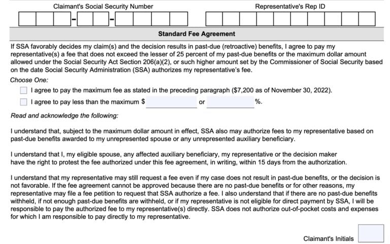 Form SSA 1693 Instructions - SSA Representation Fee Agreements
