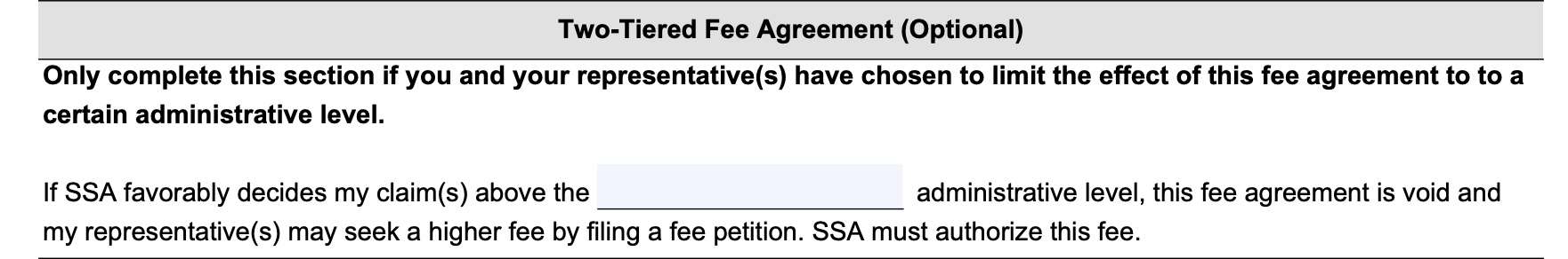 form ssa 1693, two-tiered fee agreement