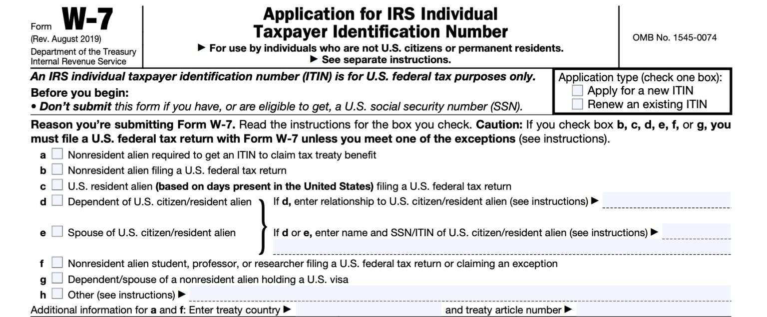 IRS Form W-7 Instructions - Completing Your ITIN Application