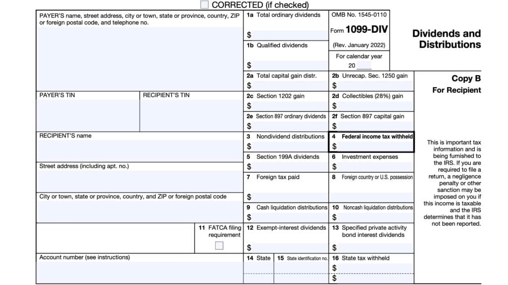 irs form 1099-div, dividends and distributions