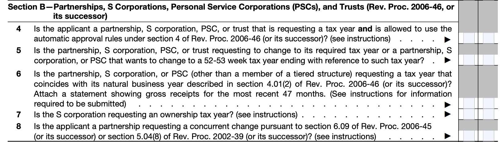 part ii, section b, partnerships, s corporations, personal service corporations and trusts